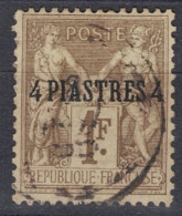 COLONIES FRANCAISES - LEVANT - TYPE SAGE SURCHARGE - 4 PIASTRES SUR 1F. OLIVE N° 3 OBLITERE - Gebruikt