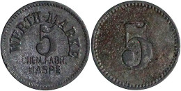 Zinkmarke Zu 5 (Pfg.) O.J. CHEM. FABR. Gepunzt. "WERTH-MARKE". 18 Mm. Vorzüglich. Menzel 10988.1. - Other & Unclassified