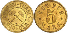 Messingmarke Zu 5 Mark O.J. CONSUM-VEREIN E.G. Schlägel Und Eisen/"GUT FÜR ...". Rd. Geriff., 33,8 Mm. Sehr Schön/vorzüg - Other & Unclassified