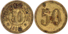 Messingmarke Zu 50 (Pfg.) Ohne "Gegen-Marke" O.J. SPAR & CONSUM VEREIN. 23 Mm. Sehr Schön, Kl. Flecken, Selten. Menz - Other & Unclassified