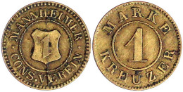 Messingmarke Zu 1 Kreuzer O.J. CONS. VEREIN. 15 Mm. Sehr Schön. Menzel 16221.1. - Other & Unclassified