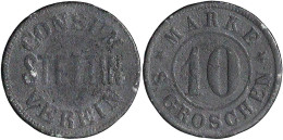Zinkmarke Zu 10 S. Groschen O.J. CONSUM VEREIN. 25 Mm. Prägeschwäche, Sehr Schön. Menzel 24143.5. - Other & Unclassified