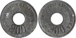 Zinkmarke Zu 200 (Pfg.) O.J. STETTINER CONSUM- & SPARVEREIN E.G. Gelocht. 25 Mm. Sehr Schön, Selten, Leicht Zap. Men - Other & Unclassified