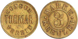 Messingmarke Zu 3 Kreuzer O.J. CONSUM VEREIN. 18 Mm. Sehr Schön. Menzel 24955.1. - Other & Unclassified