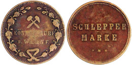 Messingmarke O.J. KÖNIGSGRUBE B. Schlägel Und Eisen, Blätterkranz/"SCHLEPPER MARKE". 24 Mm. Schön/sehr Schön. Menzel22 3 - Other & Unclassified
