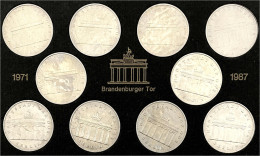 Brandenburger-Tor-Satz, Mit Allen Ab 1971 Erschienenen Brandenburger-Tor 5-Markstücken, 1971, 1979-1987 Mit Den Nur In D - Other & Unclassified