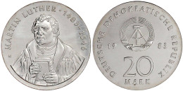 20 Mark 1983, Luther. Randschrift Läuft Rechts Herum. Stempelglanz. Jaeger 1591. - Other & Unclassified