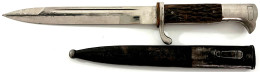 Drittes Reich: Seitengewehr Des Herstellers Eickhorn, Solingen,für Gebirgsjäger In Scheide. Mit Hirschhorn-Griffschalen. - Knives/Swords