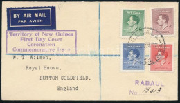 Új-Guinea 1937 Koronázási Levél FDC Angliába - Other & Unclassified