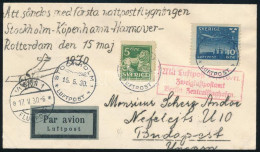 Svédország 1930 Dekoratív Légiposta Levél Németországon Keresztül Budapestre - Other & Unclassified