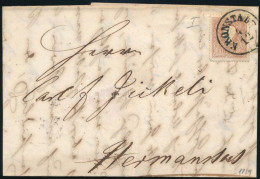 1859 10kr I. Tipusú Centrált Bélyeg Távolsági Levélen, Teljes Tartalommal "KRONSTADT" - "HERMANNSTADT" - Other & Unclassified