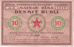 ERROR - BILLETE DE LETONIA DE 10 RUBLI DEL AÑO 1919 CALIDAD EBC (XF) (BANKNOTE) 1920 - Latvia