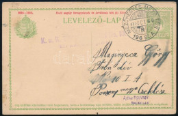 1915 5f Díjjegyes Levelezőlap "MEZŐHEGYES-MEZŐTÚR" Vasúti Mozgóposta Bélyegzéssel Cseklészre - Other & Unclassified