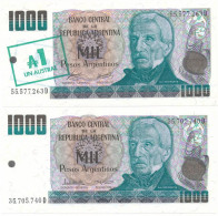 Argentína DN (1984-1985) 1000P (2xklf) Az Egyik Zöld "1 Austral" Felülbélyegzéssel T:UNC-XF Argentina ND (1984-1985) 100 - Unclassified