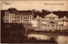 T2/T3 1928 Pöstyén, Piestany; Thermia Szálloda és Irma Fürdő. Vasúti Levelezőlapárusítás 4809. / Spa, Hotel And Bath - Unclassified