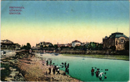 ** T2/T3 Ungvár, Uzshorod, Uzhhorod, Uzhorod; Zsinagóga, Híd, Folyópart / Synagogue, Bridge, Riverside (kopott Sarkak /  - Unclassified