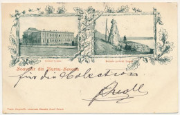 T2/T3 1899 (Vorläufer) Turnu Severin, Szörényvár; Liceul Trajan, Ruinele Podoului Trajan / Grammar School, Bridge Ruins. - Non Classés