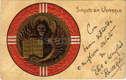 * T2 1909 Saluti Da Venezia / Velence Dombornyomott Címere / Coat Of Arms Of Venice, Embossed Art Nouveau Litho - Unclassified