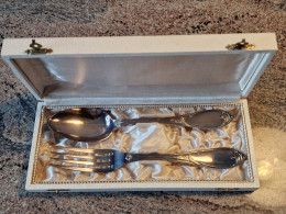 Coffret Fourchette + Cuillère Vintage En Métal Argenté 100g V.D.M. - Löffel
