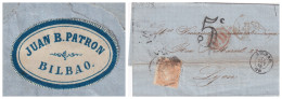 ESPAGNE. 22 NOV 68. JUAN B.PATRON. BILBAO. TAXE TAMPON 5c. PD. POUR LYON. - Briefe U. Dokumente