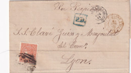 ESPAGNE. 11 NOV 69. N° 88a ORANGE. BARCELONA. PD POUR LYON. ESPAGNE AMB CETTE A TAR.A - Briefe U. Dokumente