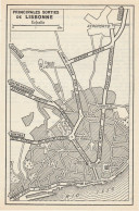 CARTE PLAN MAP 1953 PORTUGAL - PRINCIPALES SORTIES DE LISBONNE - PRINCIPAIS SAÃDAS DE LISBOA - Topographical Maps