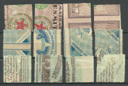 LATVIA Lettland 1920 Michel 51 - 54 Y + X + Z * All 3 Types As Complete Sets! Stamps Printed On Unfinished Bank Notes - Latvia