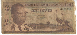 CONGO P6 100 FRANCS 15.11.1961  GOOD - Non Classés