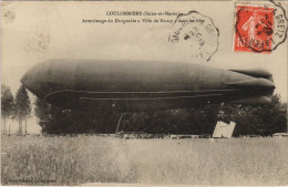 Delcampe - PC DIRIGEABLE VILLE DE NANCY COULOMMIERS ATTERRISSAGE AVIATION (a24539) - Zeppeline