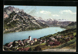 AK Obstalden, Ortsansicht Mit Alvier-Kette  - Obstalden