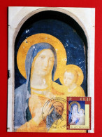 VATICANO VATICAN 2002 MADONNA MARIA MARY MOTHER OF JESUS FIRST ISSUE IN EURO MAXIMUM CARD - Covers & Documents