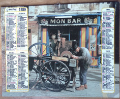 Calendrier Oberthur 1989, Rémouleur Et Moisson Du Seigle (272 X 210 Mm) - Big : 1981-90