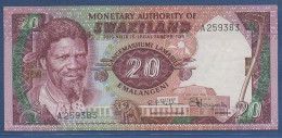 ESWATINI (SWAZILAND) - P. 5a - 20 Emalangeni ND (1974 - 1978) XF/aUNC, S/n: See Photos - Swaziland