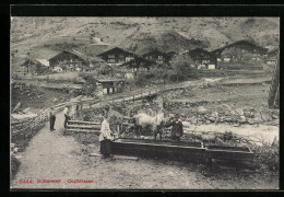 AK Guttannen, Dorfstrasse Und Dorf Vom Brunnen Aus  - Guttannen