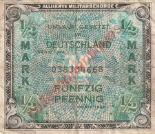 1/2 Mark - Allied Occupation WWII - Serie 1944 - 9 Digit - 038334668 - 1/2 Mark