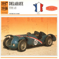 Fiche Voitures De Course (biplace Le Mans) Delahaye Type 145 - Moteur 12 Cylindres En V (France) - Automobili