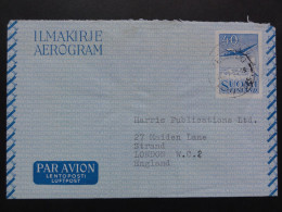 FINLAND  SUOMI   Air Letter   Aerogramme 1959 To England - Lettres & Documents