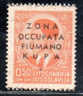 ZONA FIUMANO KUPA 1941 SOPRASTAMPATO OVERPRINTED CENT. 50c MNH - Fiume & Kupa