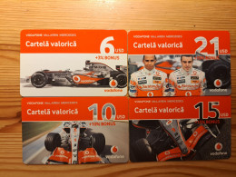 Prepaid Phonecard Set Romania, Vodafone- Car Race, F-1 - Romania
