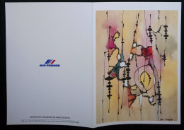 Menu, Compagnie Aérienne Air France, Aviation Commerciale, 1986, Encres Couleurs De M. Bugeya, 2 Scans, Frais Fr 1.95 E - Menu Kaarten