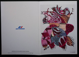 Menu, Compagnie Aérienne Air France, Aviation Commerciale, 1986, Encres Couleurs De M. Bugeya, 2 Scans, Frais Fr 1.95 E - Menu Kaarten
