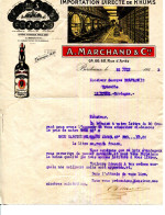 (C.B.)FACTURE33.BORDEAUX.IMPORTATION DIRECTE DE RHUMS.A.MARCHAND & Cie. 64,66,68 RUE D'ARES. - Alimentos