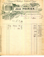 (C.B.)FACTURE.PARIS.FABRIQUE DE MALLES & ARTICLES DE VOYAGE.JEAN POIRIER 77 & 79 RUE DE LA GLACIERE - Textilos & Vestidos