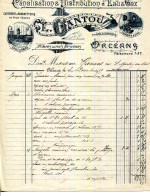 (C.B.)FACTURE.45.ORLÉANS.CANALISATION & DISTRIBUTION D'EAU & GAZ.POMPES.LGANTOU 175 RUE BOURGOGNE. - Artesanos