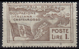 Greece Dodecanese KASTELLORIZO 1923 (111) Italy Occupation 1lire Map Of "CASTELROSSO" (Vl.14) MNH** - Dodécanèse
