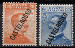 Greece Dodecanese KASTELLORIZO 1924 (118) Italy Occupation 20c+55c, Ovpt "CASTELROSSO" (Vl.18+19) MNH** - Dodécanèse