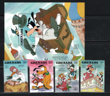 Delcampe - Grenada 1987 Walt Disney, Hafnia Danmark '87, 4 Stamps + S/s MNH - Disney