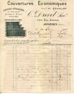 (C.B.)FACTURE.93.ASNIERES.COUVERTURES ÉCONOMIQUES.ARDOISES MÉTALLIQUES.C.DREVET 4 & 8 RUE RABELAIS. - Otros & Sin Clasificación