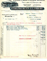 (C.B.)FACTUREPARIS.LAINES.CRINS.PLUMES.DUVETS.Ets.G.LAMBERT 79 FAUBOURG SAINT DENIS. - Textilos & Vestidos