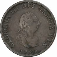 Royaume-Uni, George III, Farthing, 1799, Soho, Cuivre, TB+, Spink:3779, KM:646 - A. 1 Farthing